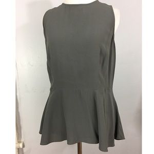 Silk flowy peplum granite Eileen Fisher blouse